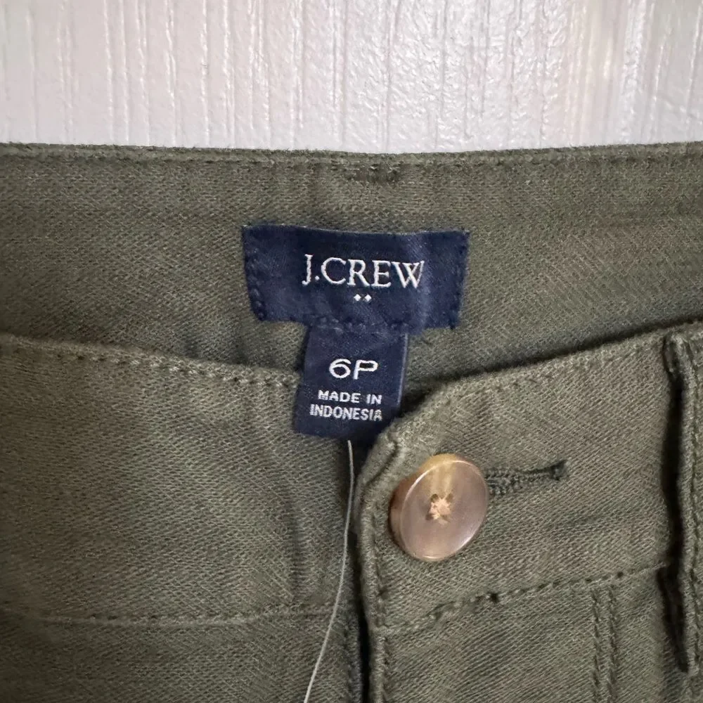 J.Crew Women’s Pants Style BT131 FA23 | Size P6 | 100% Cotton | Army Green | NWT